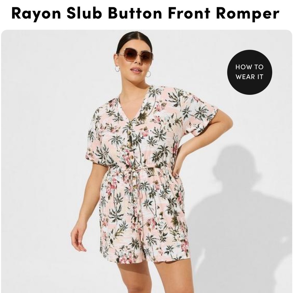 Torrid Rayon Button Front Romper, Torrid Size 0, Women’s Large/ 12.